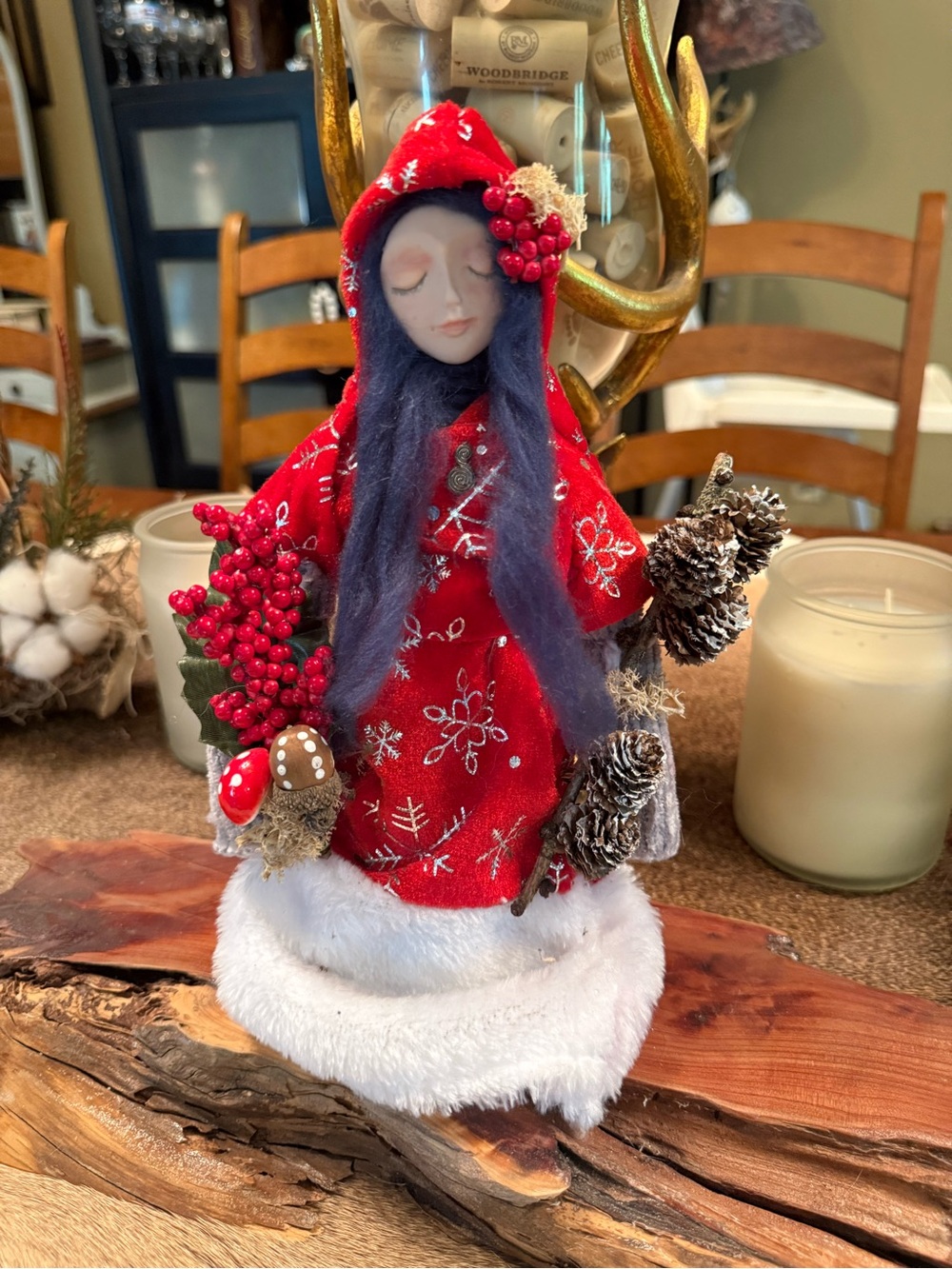 Handmade Holiday Red Hooded Woodland Fairy